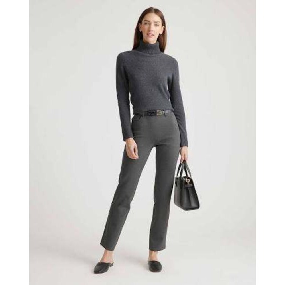 Quince Ultra-Stretch Ponte Straight Leg Pant Women Small Gray Pull On Comfort